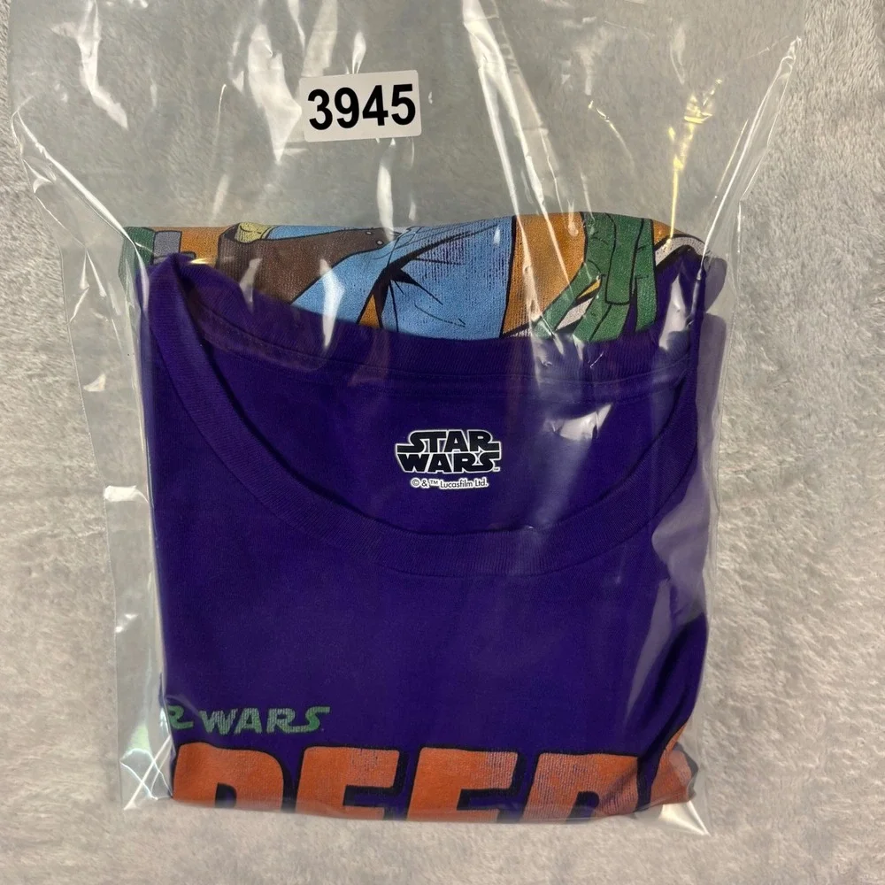 Star‎ Wars Greedo Shot First Purple Graphic T-Shirt Men's Sz L Retro Style
